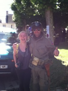 Acadia Otlowski, a journalism major, has a friendly moment with one of the re-enactors. Kiley Krzyzek Photo